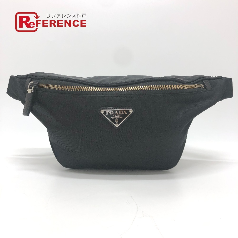 PRADA プラダ VL033 トライアングルプレート ウエストバッグ カバン バッグ ボディバッグ ナイロン レディース ブラック 【中古】