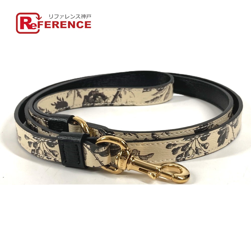 GUCCI グッチ 692955 ハーバリウム エクストラ スモール ペット リード ペット 犬 ドッグ DOG リード レザー ユニセックス ブラック 未使用 【中古】