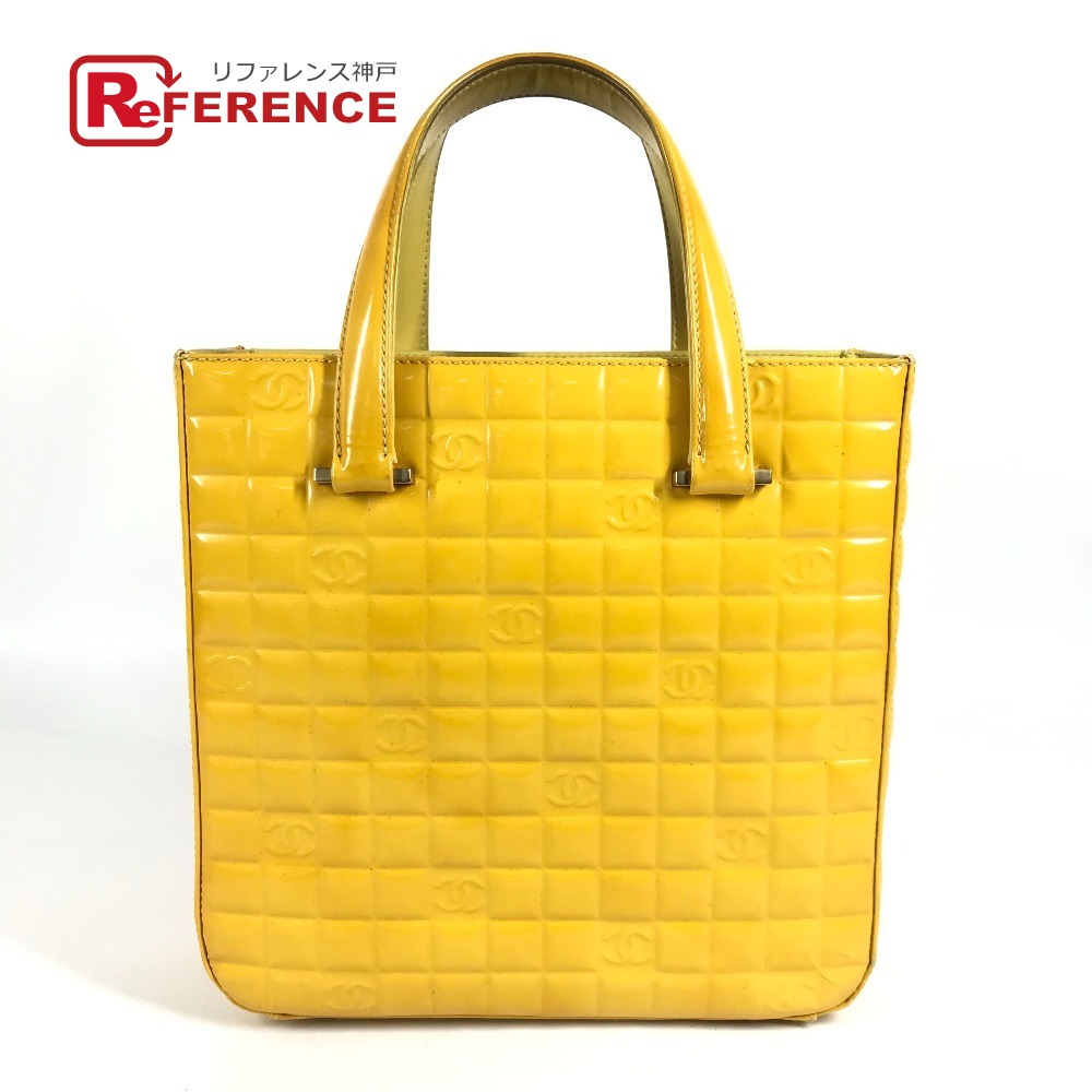 CHANEL シャネル A20131 03C チョコバー CC ココマーク ロゴ カバン トートバッグ プチショッピング ハンドバッグ レザー レディース イエロー 【中古】