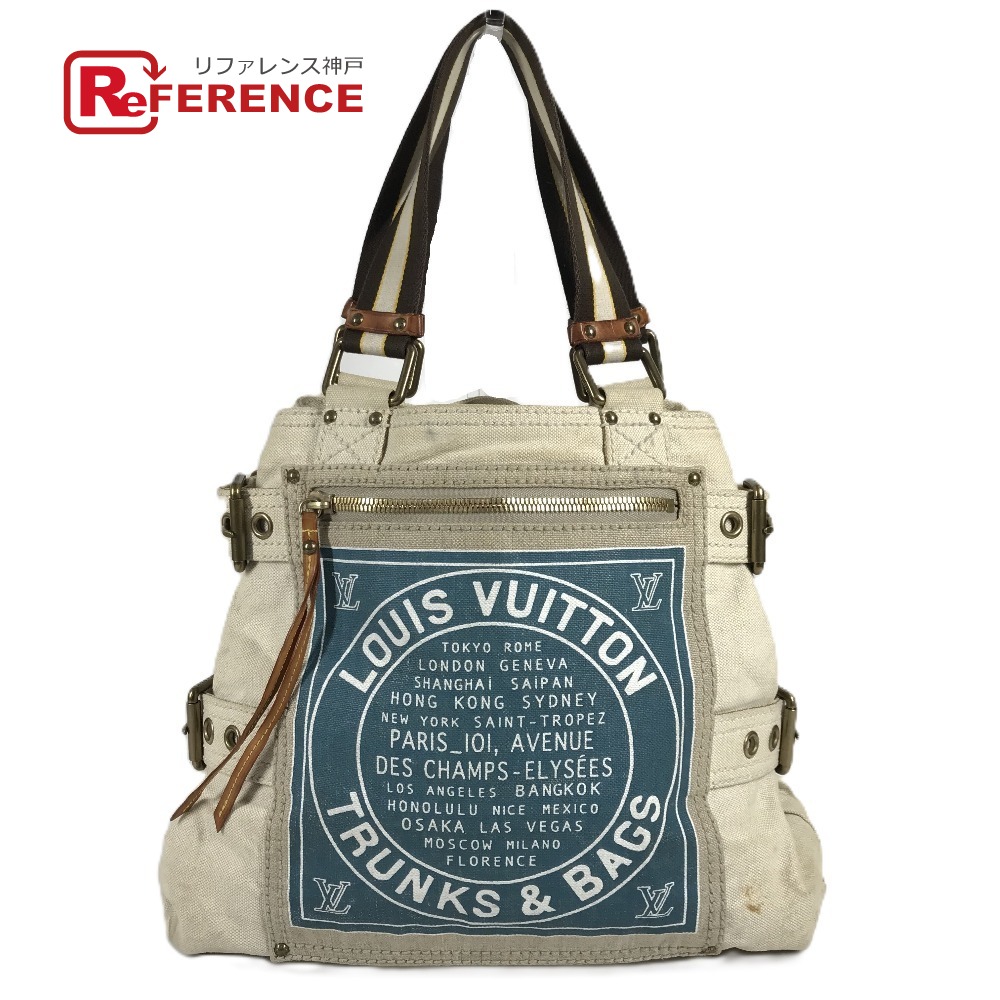 LOUIS VUITTON ルイヴィトン M95114 クルーズライン グローブショッパーMM 肩掛け カバン トートバッグ ショルダーバッグ レザー/キャンバス ユニセックス ブルー 【中古】