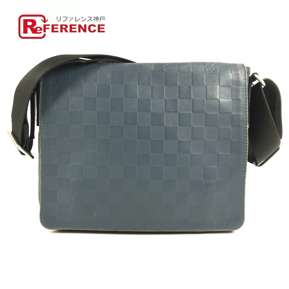 LOUIS VUITTON ルイヴィトン N41035 ダミエアンフィニ ディストリクトPM ディストリクト PM カバン 斜め掛け フラップ メッセンジャーバッグ バイカラー ショルダーバッグ ダミエアンフィニレザー ユニセックス オリオン ブルー 【中古】｜ブランドショップ　リファレンス