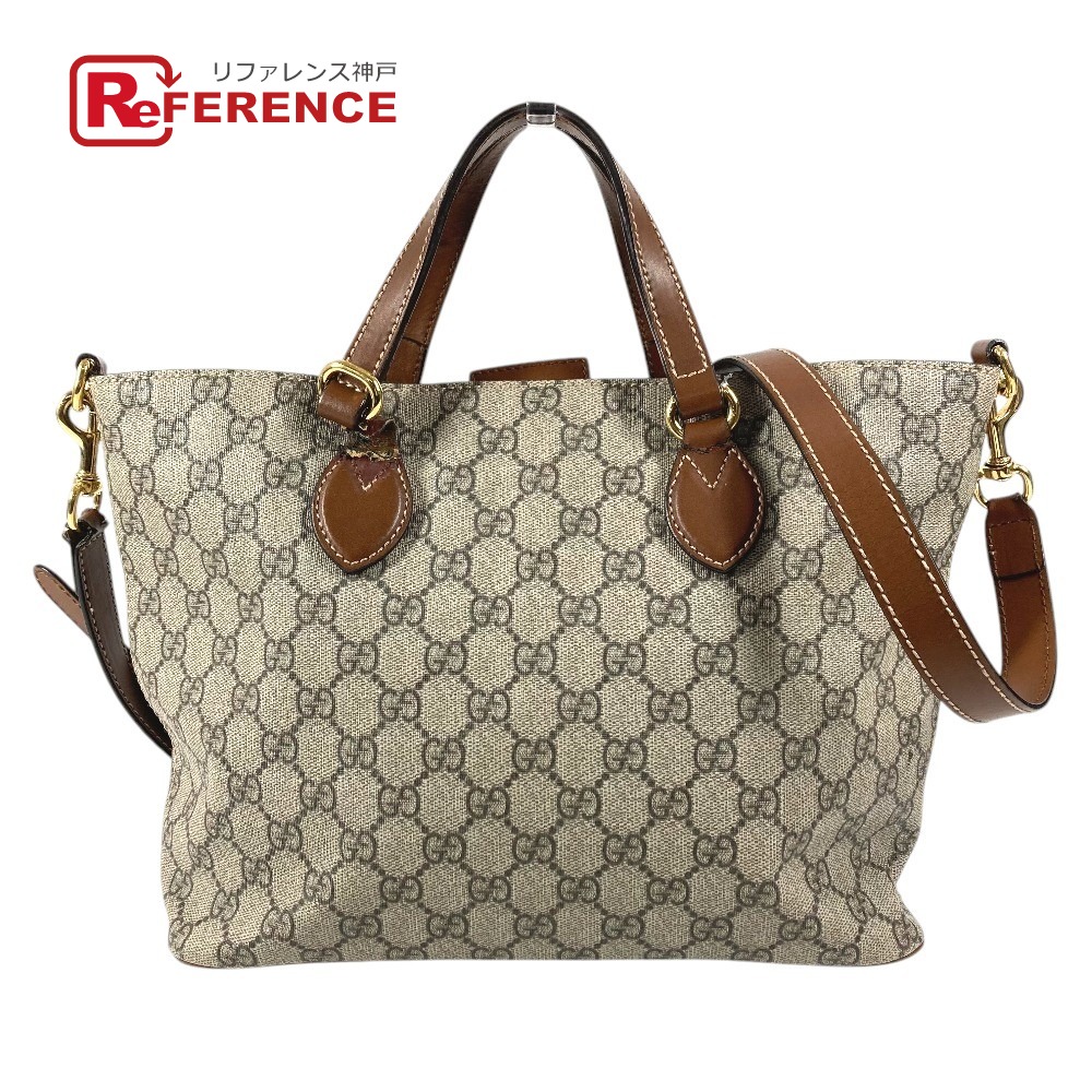 GUCCI グッチ 473887 GGスプリーム 2WAYバッグ ロゴ カバン トートバッグ ショルダーバッグ 斜め掛け ハンドバッグ GGスプリームキャンバス /レザー ユニセックス ベージュ 【中古】｜ブランドショップ　リファレンス