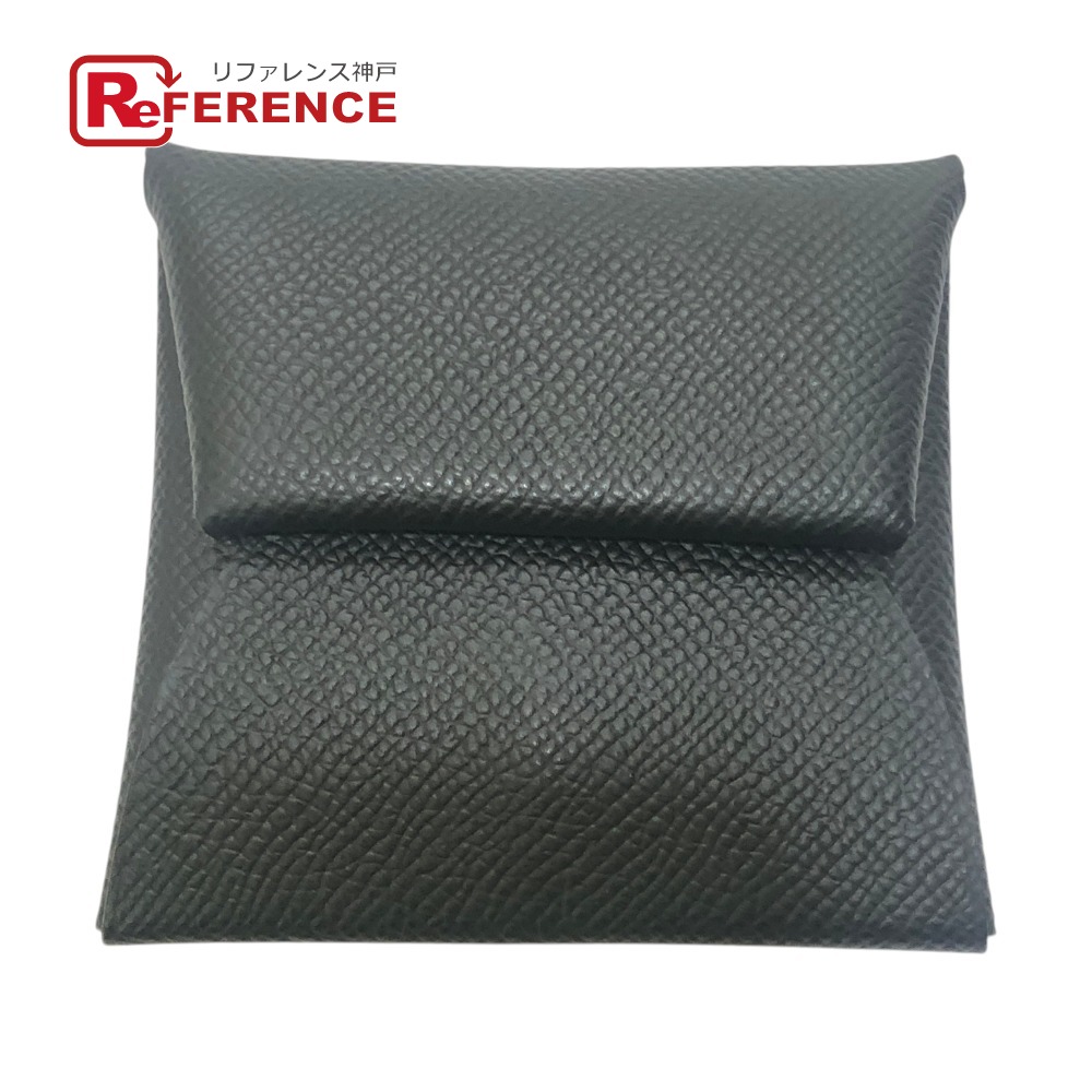 HERMES エルメス バスティア 財布 小銭入れ スクエア シルバー金具 コインケース エプソン ユニセックス ブラック 新品同様 【中古】