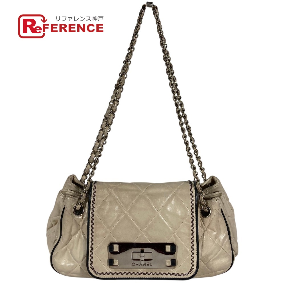 CHANEL シャネル  パン種酉の方角 CC ココマーク ロゴタイプ キルティング マトラッセ 2.55金具 鞄 肩かけ Wチェーン店 チェーン店御徒面子 ショルダーバッグ なめし革  ユニ一発やる ベージュ 【中古】