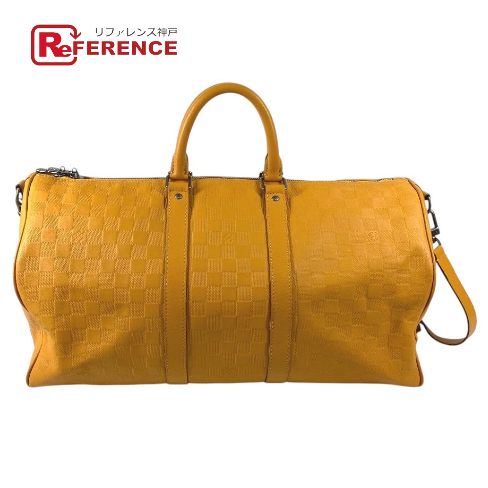 LOUIS VUITTON ルイヴィトン  N41217 ダミエアンフィニ キーポルバンドリエール45 キーポルバンドリエール 45 袋 ハンドバック 旅する御徒面子 周遊御徒面子 2WAY御徒面子 ショルダーバッグ ボストンバッグ ダミエアンフィニレザー  ユニ一発やる ソラール 黄色 【中古】