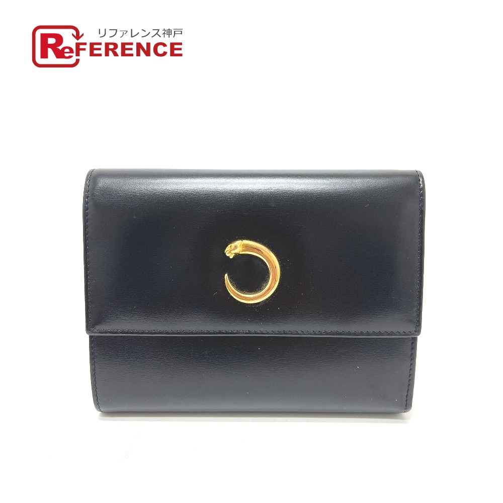 CARTIER カルティエ パンテール 短財布 財布 ウォレット 3つ折り財布 レザー レディース ブラック 【中古】