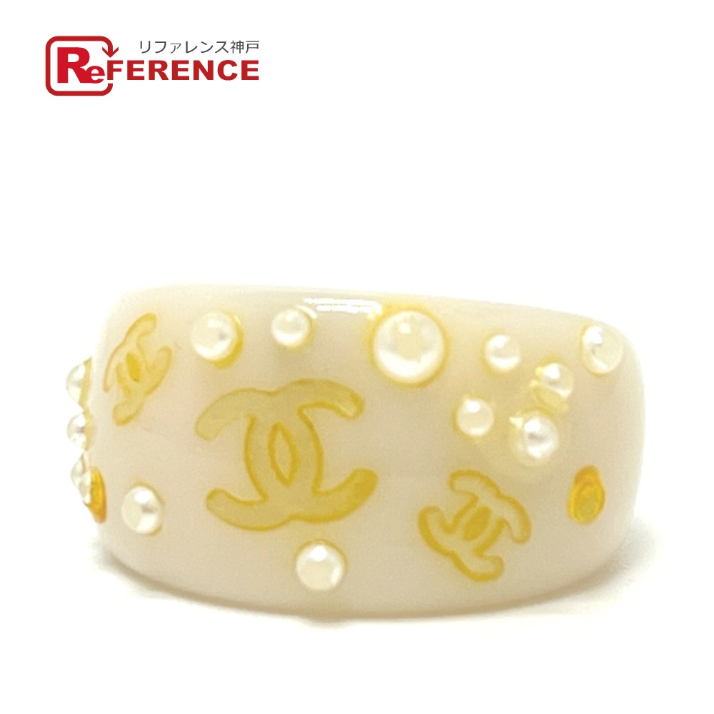 CHANEL シャネル 03P ココマーク フェイクパール アクセサリー リング・指輪 プラスチック レディース ホワイト 【中古】