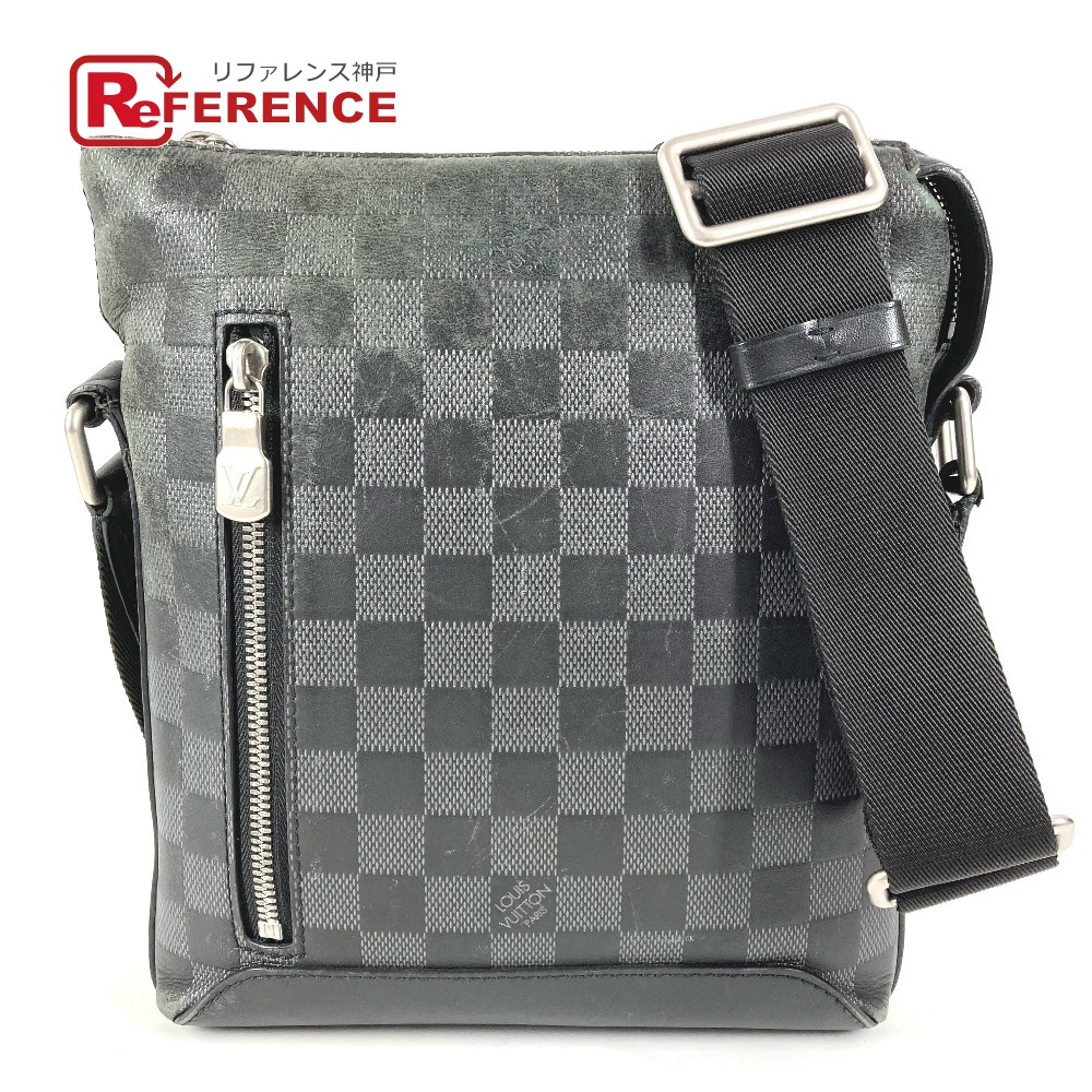 LOUIS VUITTON ルイヴィトン N42418 ダミエアンフィニ ディスカバリーメッセンジャー カバン 斜め掛け ポシェット ショルダーバッグ ダミエアンフィニレザー ユニセックス オニキス ブラック 【中古】