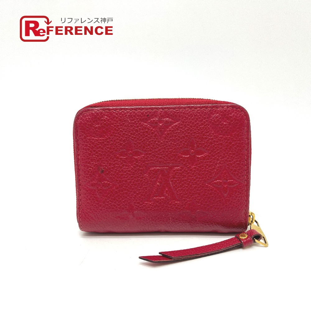 LOUIS VUITTON ルイヴィトン M63696 モノグラムアンプラント ジッピー・コインパース 小銭入れ ラウンドファスナー 財布 ウォレット コインケース モノグラムアンプラントレザー レディース レッド 【中古】