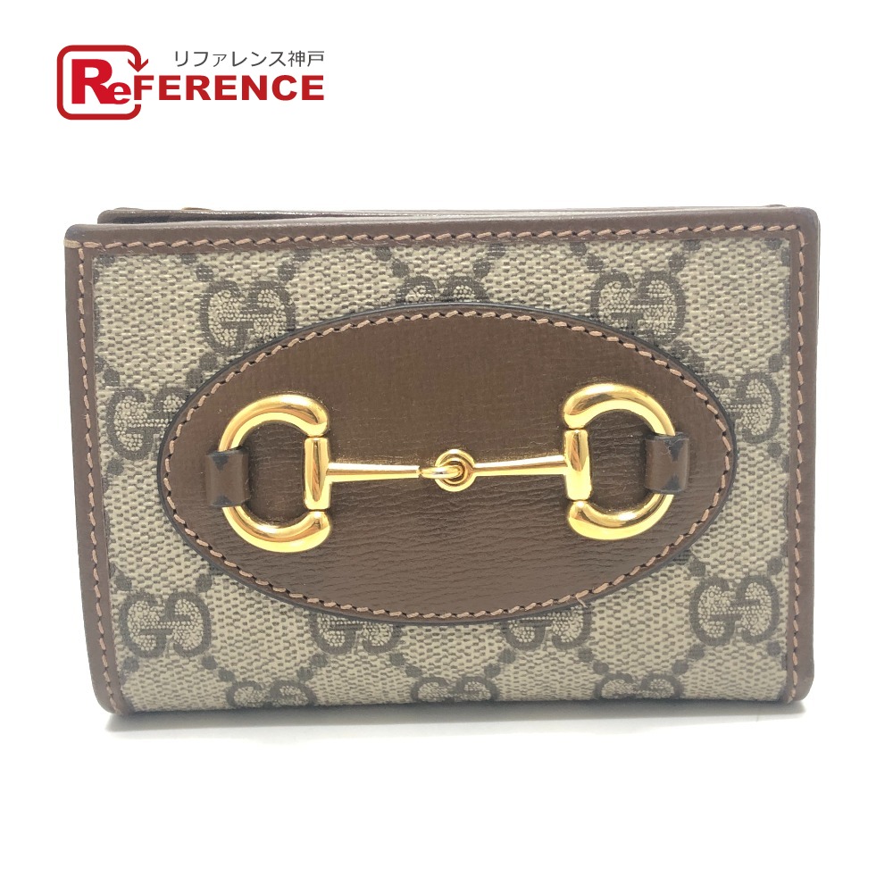 GUCCI グッチ  726846 配管ビット 1955 コンパクトウォレット 紙入れ ミニウォレット GGスプリーム 2つ折り紙入れ GGスプリームキャンバス  レディース 赤銅色 【中古】