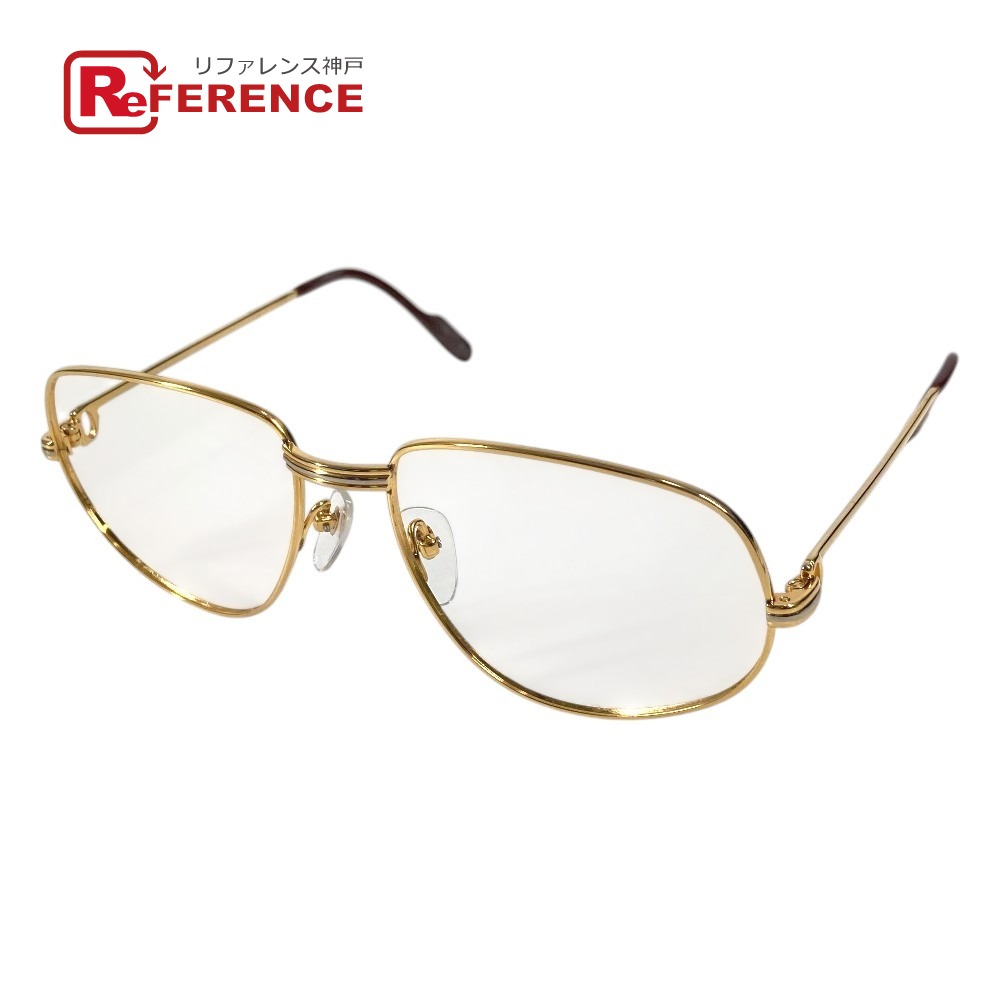 CARTIER カルティエ ロゴ トリニティ めがね メガネ アイウェア 眼鏡 眼鏡 メタル ユニセックス ゴールド 【中古】｜ブランドショップ　リファレンス