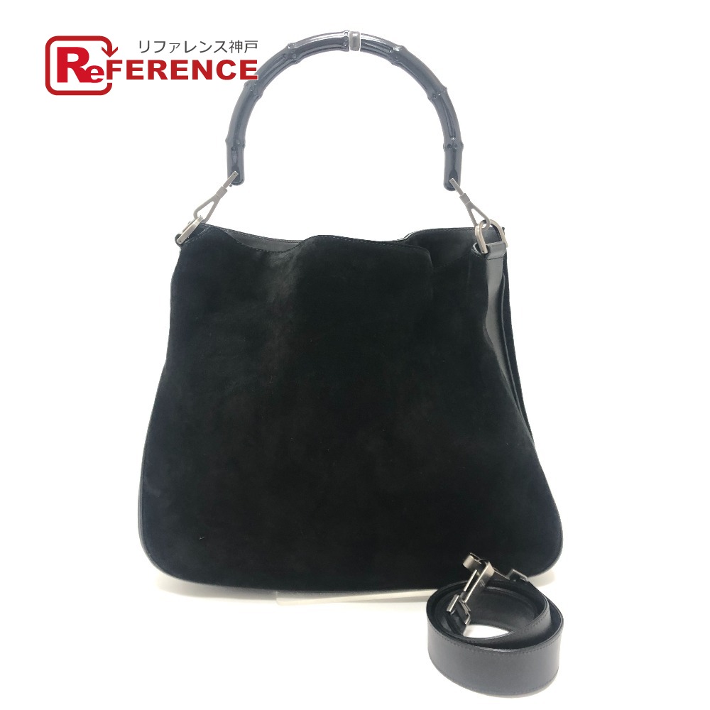 GUCCI グッチ  2404 バンブー 2WAY 嚢 ハンドバック 肩かけ ショルダーバッグ なめし革/スエードクロス  レディース 黒いこと 【中古】