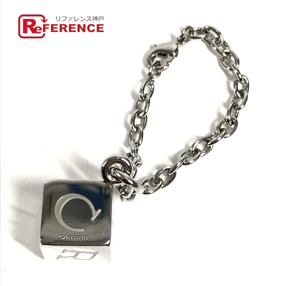 CARTIER カルティエ ロゴ サイコロ キューブ ペンダントトップ バッグチャーム アクセサリー キーホルダー メタル ユニセックス シルバー 【中古】