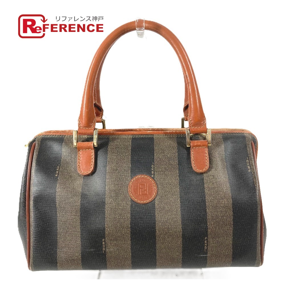 FENDI フェンディ  ヴィンテージ ペカン 鞄 ミニボストンバッグ ハンドバック PVC/なめし革  ユニ一発やる カーキ 【中古】