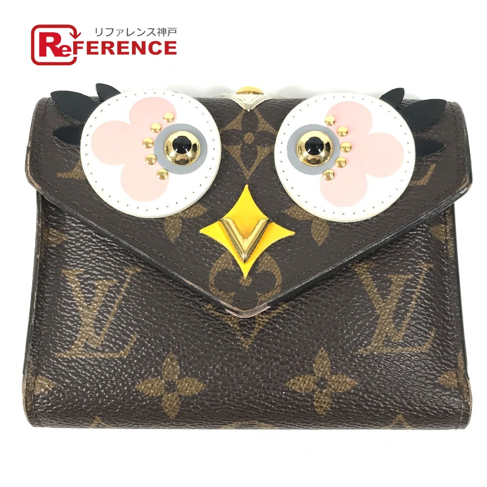 LOUIS VUITTON ルイヴィトン  M60661 モノグラム 小鳥 ポルトフォイユヴィクトリーヌ コンパクトウォレット 3つ折り紙入れ モノグラム帆布  レディース サクラ色 【中古】