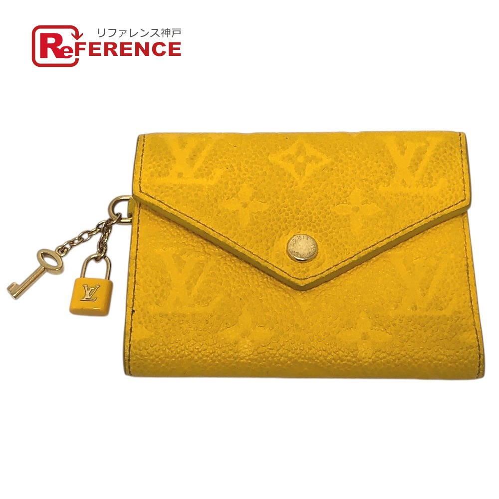 LOUIS VUITTON ルイヴィトン  M14156 ポルトフォイユ・ヴィクトリーヌ 3つ折り紙入れ モノグラムアンプラントレザー  レディース ギンコイエロー 黄色 【中古】