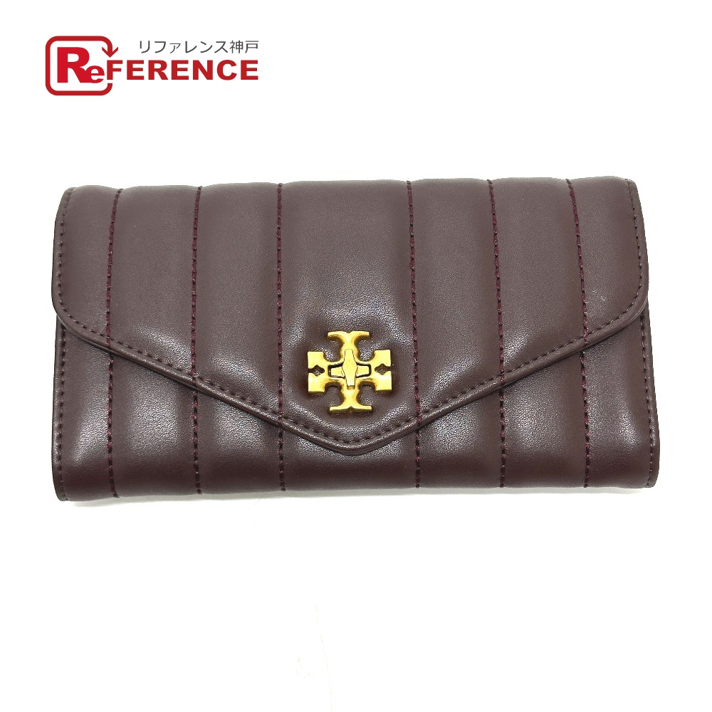 Tory Burch トリーバーチ  81820 KIRA CHEVRON キラ シェブロン 二つ折り ロングウォレット 長札入れ なめし革  レディース 赤銅色 未当て嵌める 【中古】 レディース財布-バッグ・小物・ブランド雑貨-財布・ケース