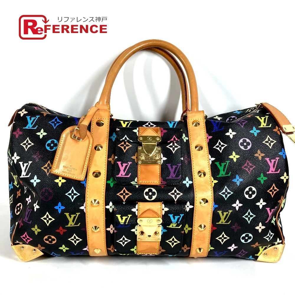 LOUIS VUITTON ルイヴィトン  M92640 モノグラムマルチ色つや 村上隆 スタッズ キーポル45 キーポル 45 袋 旅する御徒面子 周遊御徒面子 ハンドバック ボストンバッグ モノグラムマルチカラーキャンバス  ユニ一発やる ノワール 黒いこと 【中古】