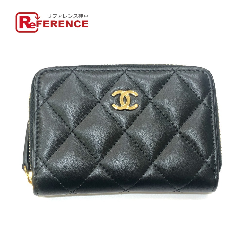 CHANEL シャネル  AP0216 マトラッセ ココマーク 古典派音楽 ジップ 鋳貨銭入れ 札入れ コインケース 子ヒツジ素はだ  レディース 黒いこと 未当て嵌める 【中古】