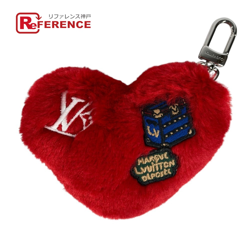 LOUIS VUITTON ルイヴィトン  M03171 御徒面子引きつける LV 仕合わせ ハート型 御徒面子引きつける 毛革 キーホルダー 天鵝絨  ユニ一発やる 赤いこと 未当て嵌める 【中古】