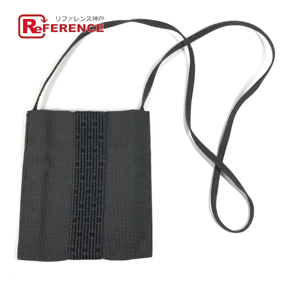 HERMES エルメス  叫び泣き伝達ルート ロゴタイプ 鞄 曲がった掛け ポシェット ショルダーバッグ ポリアミド /ポリエステル ユニ一発やる 薄墨色 【中古】