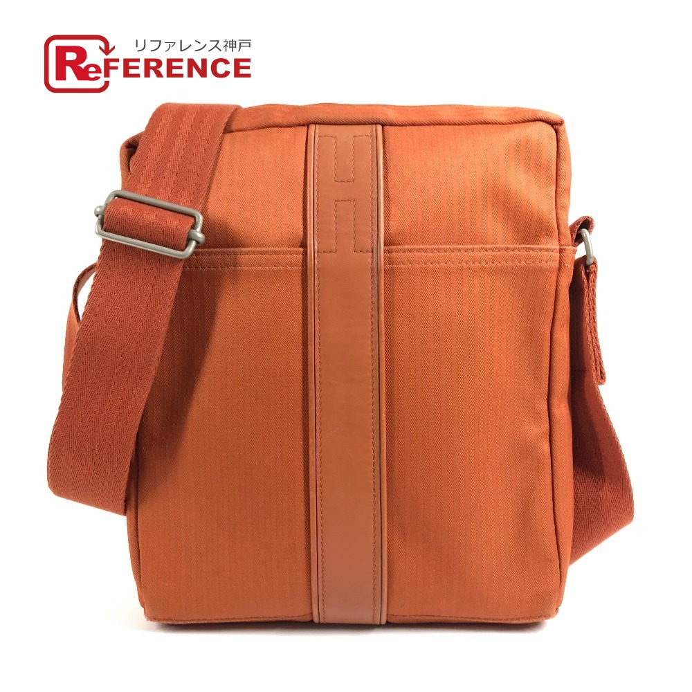HERMES エルメス  アカプルコデフアレス バンドリエール 袋 曲がった掛け ポシェット ショルダーバッグ 帆布  レディース オレンジ色 【中古】
