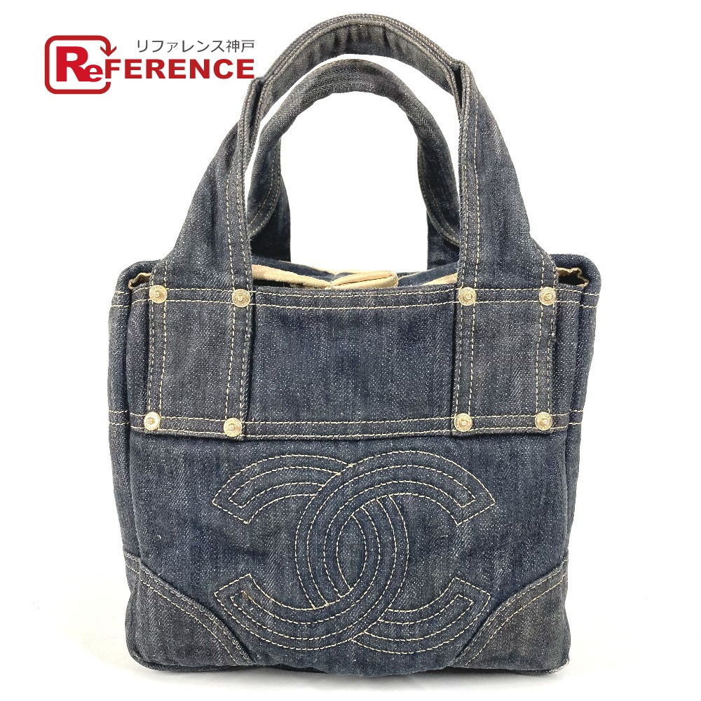 CHANEL シャネル  A31985  スパークリングデニム CC ココマーク ロゴタイプ 嚢 トートバッグ ハンドバック ジーンズ  レディース 青み 【中古】