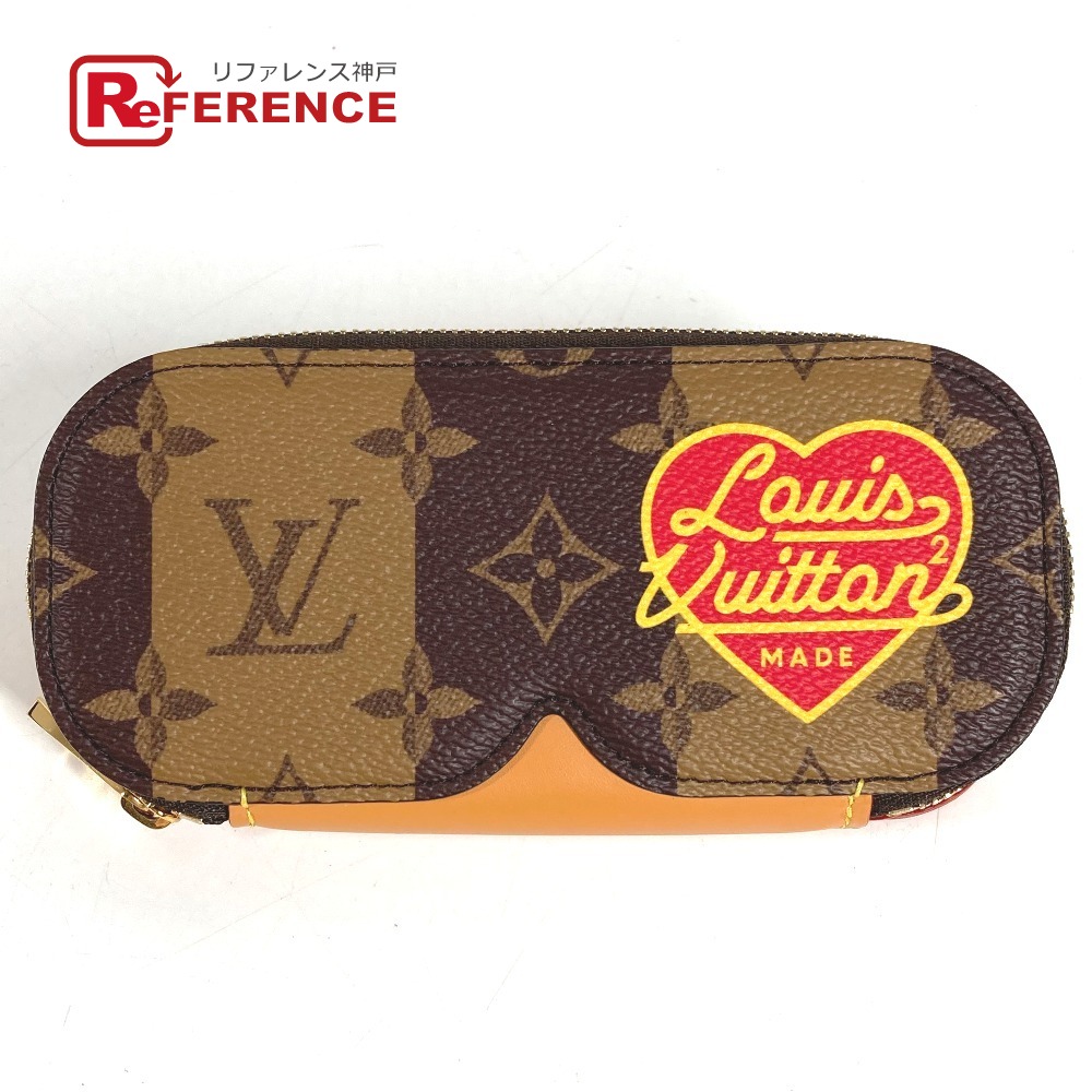 LOUIS VUITTON ルイヴィトン  GI0717 モノグラム 縞模様 NIGO エテュイリュネットGM エテュイ リュネット GM アイウェア メガネ 眼鏡容れもの 黒眼鏡容れもの 合切袋 合切袋 モノグラム帆布  ユニ一発やる 赤銅色 新品負けず劣らず 【中古】