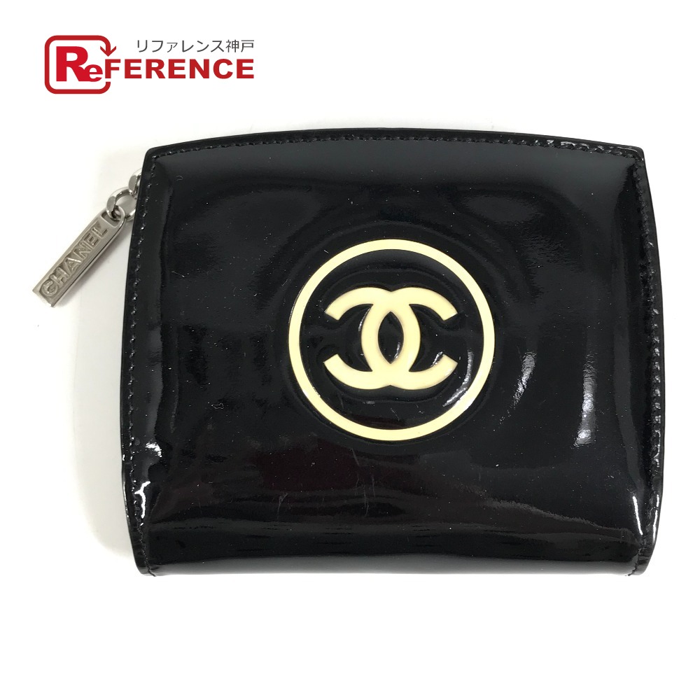 CHANEL シャネル  メイク調色板 CC ココマーク ロゴタイプ コンパクトウォレット 2つ折り紙入れ エナメル  ユニ一発やる 黒いこと 【中古】