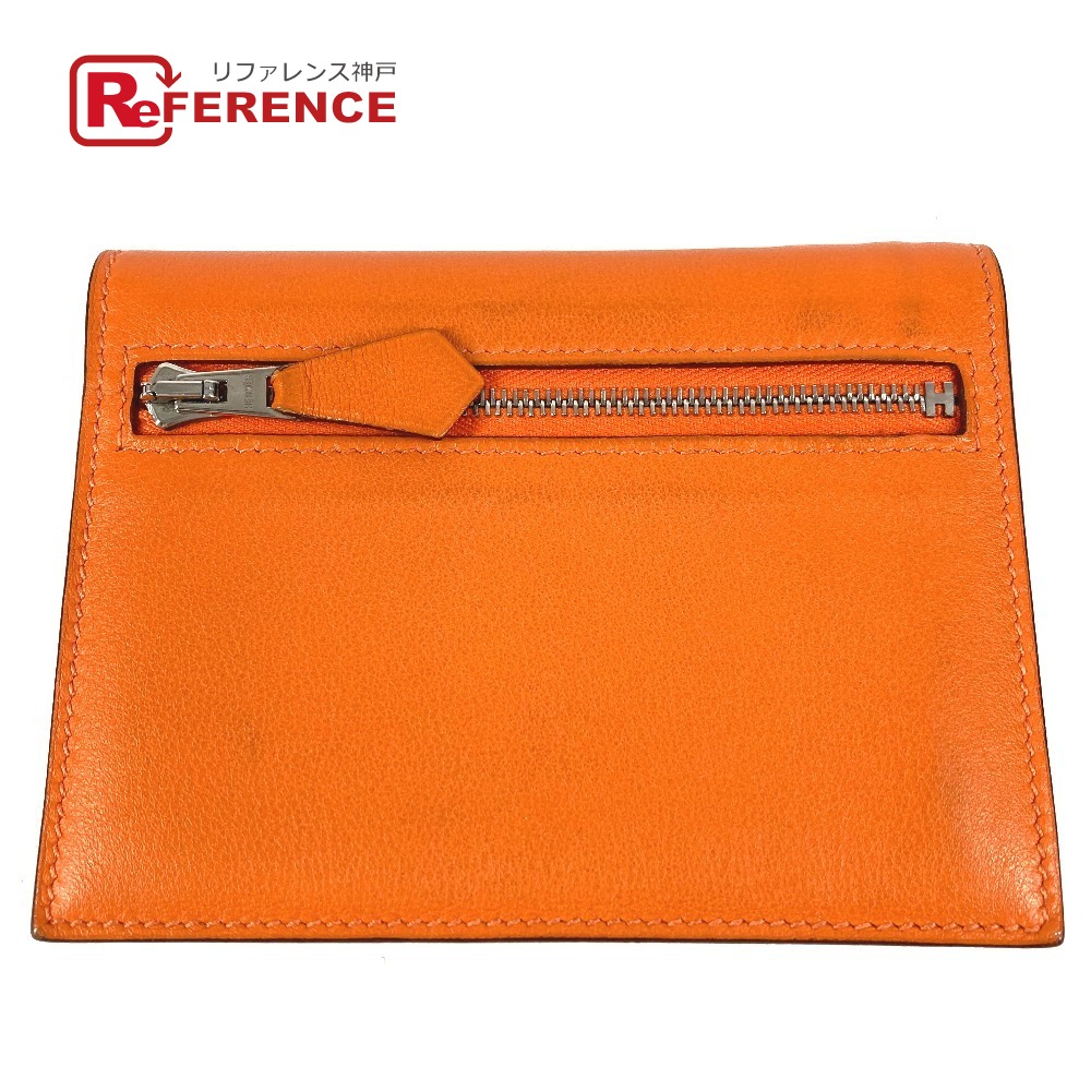 HERMES エルメス  ジップザック コンパクトウォレット  2つ折り紙入れ スイフト  ユニ一発やる オレンジ色 【中古】