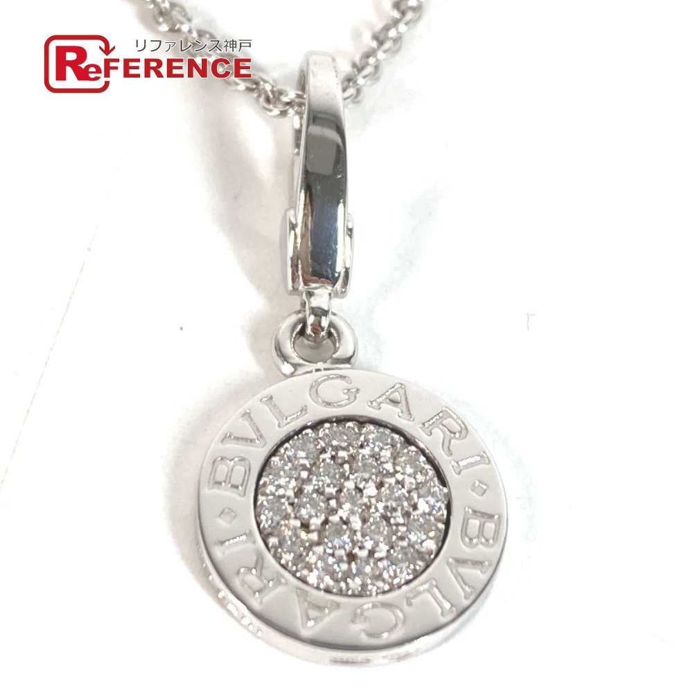 BVLGARI ブル小峡谷  金 K18 18K WG ブルガリブルガリ ロゴタイプ 金剛石 金剛石 添え物 宝飾品 頸飾り WG750  ユニ一発やる しろがね色 【中古】