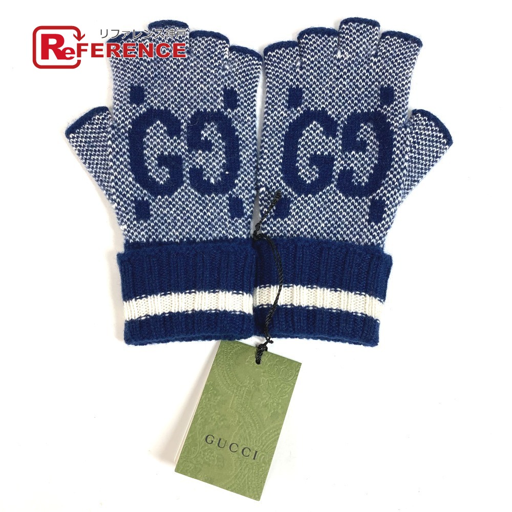 GUCCI グッチ 726586 ロゴ GG フィンガーレス グローブ アクセサリー ニット 手袋 カシミヤ レディース ネイビー 未使用 【中古】｜ブランドショップ　リファレンス 14,652円