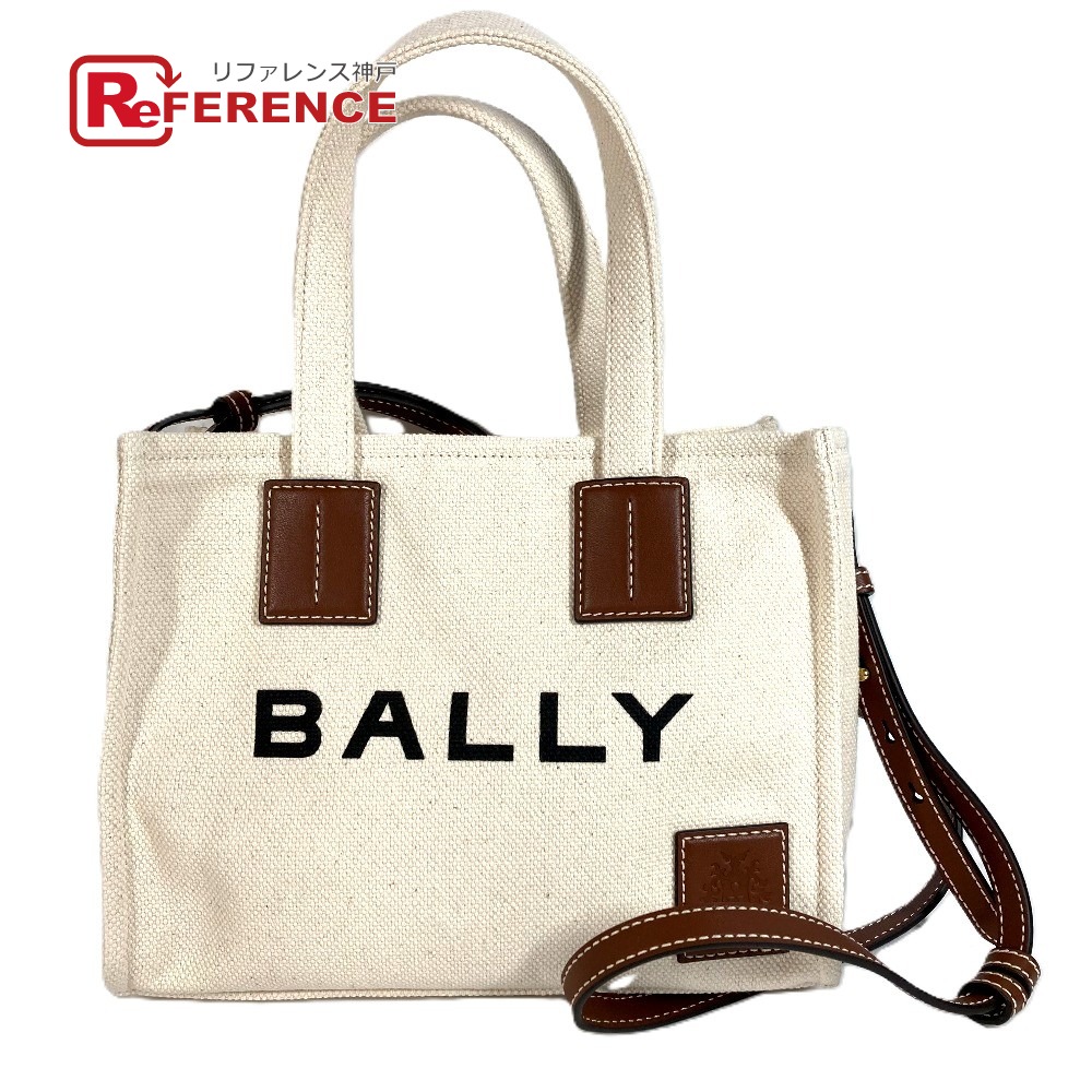 BALLY バリー  6310434 Akelei  ロゴタイプ 2WAY御徒面子 ショルダーバッグ トートバッグ ハンドバック 綿織物 /なめし革 ユニ一発やる 白いこと系 【中古】