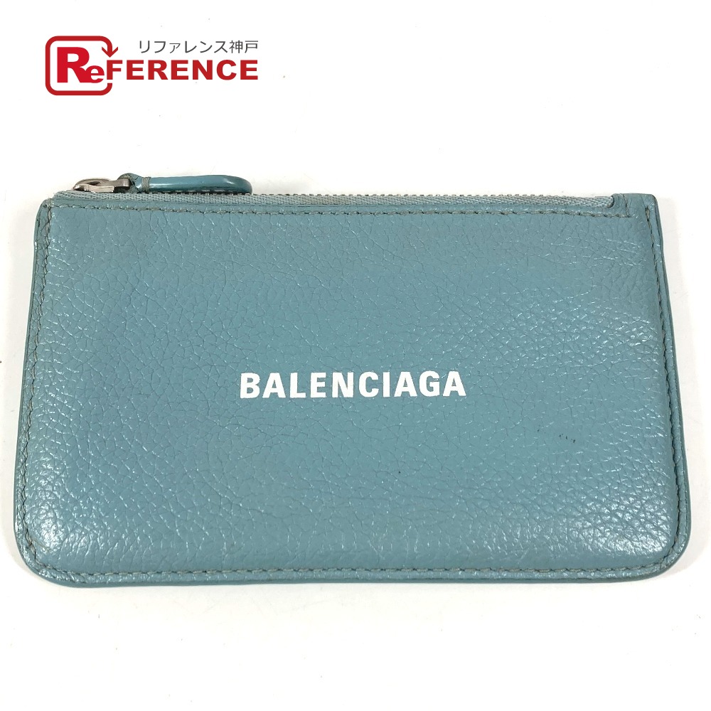 BALENCIAGA バレンシアガ  637130 フラグメントケース 紙入れ 御釣り入れ 真四角 コインケース なめし革  ユニ一発やる 青み 【中古】