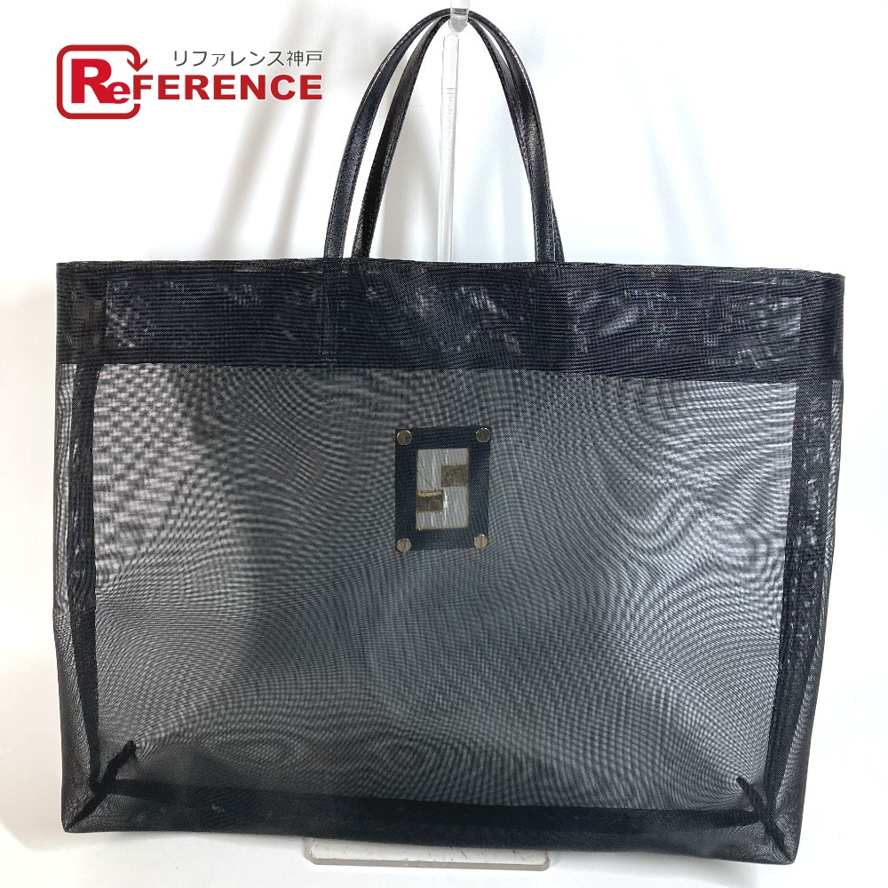 FENDI フェンディ  ヴィンテージ FF ロゴタイプ メッシュ 鞄 肩かけ ショルダーバッグ トートバッグ ハンドバック メッシュ/なめし革  ユニ一発やる 黒いこと 【中古】