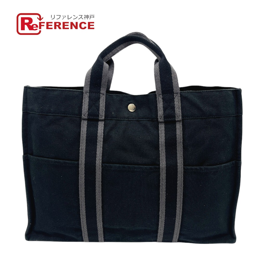 HERMES エルメス  フールトゥMM 袋 トートバッグ 御徒面子 ハンドバック 帆布  レディース 黒いこと 【中古】
