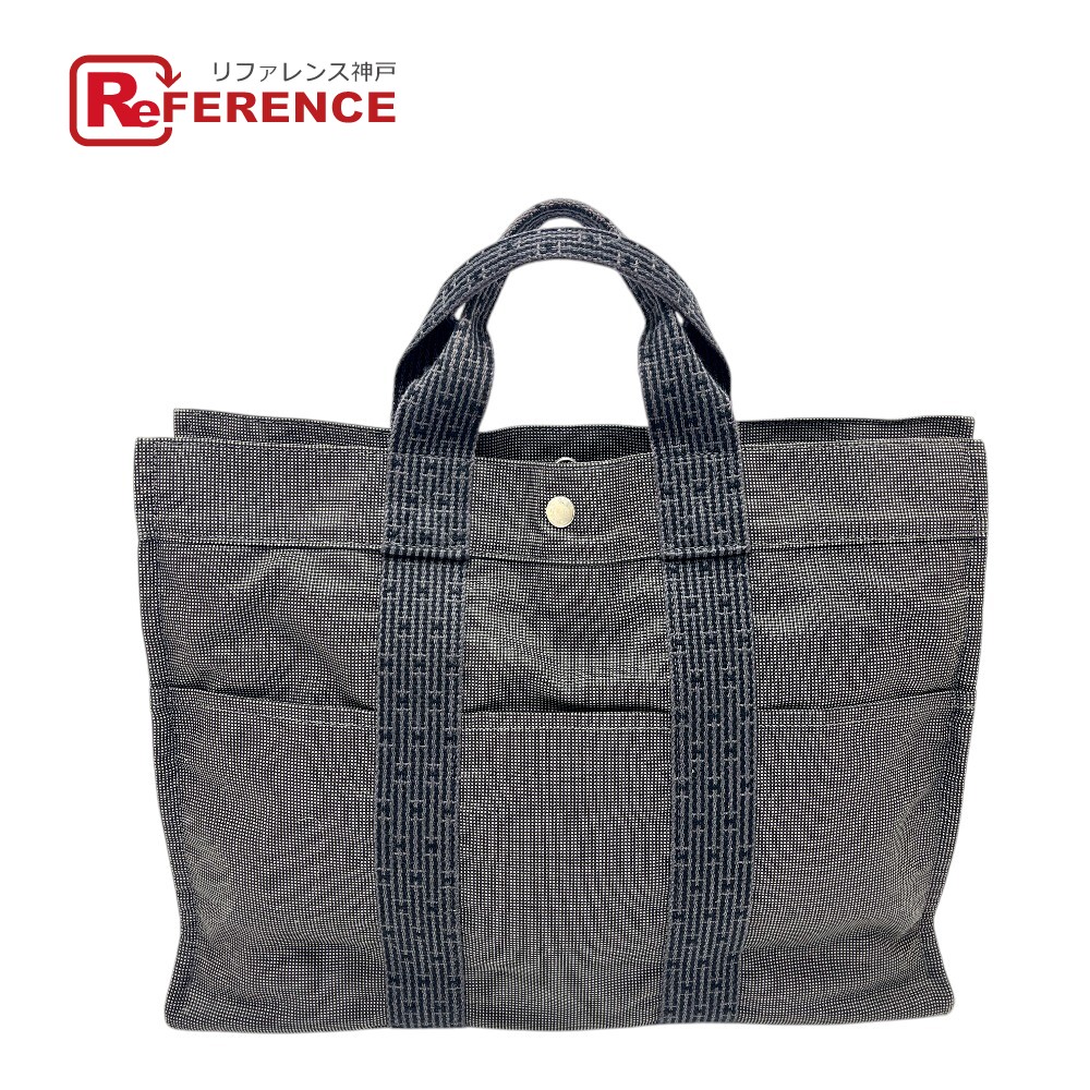 HERMES エルメス  叫び泣き伝達ルートMM 袋 トートバッグ  ハンドバック 帆布  レディース 薄墨色 【中古】