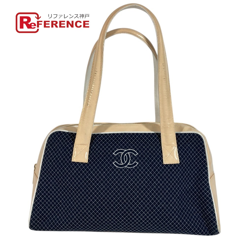 CHANEL シャネル  運動競技御徒面子 ボストンバッグ CC ココマーク ロゴタイプ キルティング 袋 トートバッグ 肩かけ ショルダーバッグ 帆布 /エナメル ユニ一発やる 米国海軍 【中古】