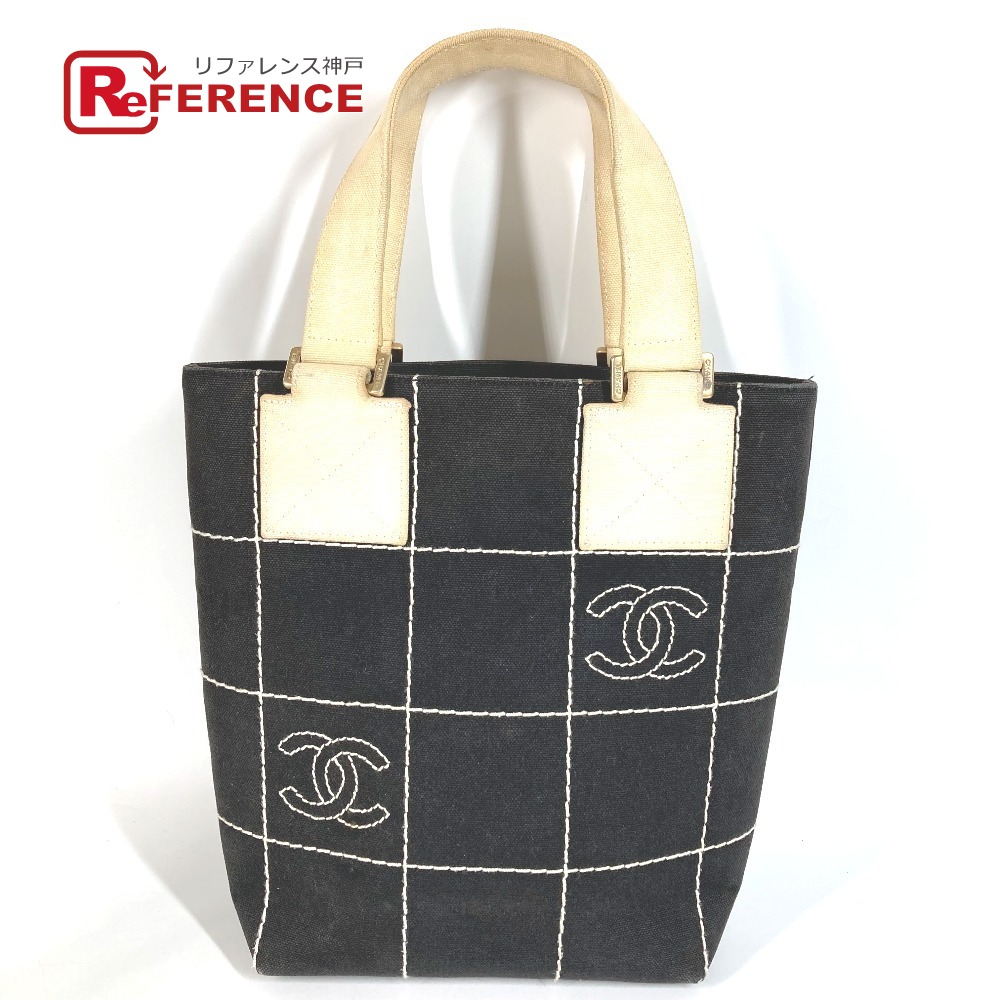CHANEL シャネル  チョコレート赤ちょうちん CC ココマーク ロゴタイプ ハンドバック ショルダーバッグ トートバッグ 綿織物  ユニ一発やる 黒いこと 【中古】