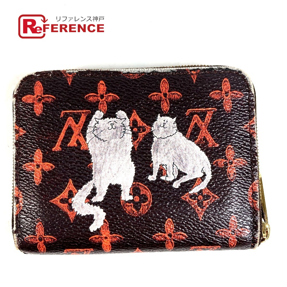 LOUIS VUITTON ルイヴィトン  M63883 モノグラム キャットグラム ジッピーコインパース 釣り銭入れ 金入れ ラウンドチャック コインケース モノグラム帆布  ユニ一発やる 赤銅色 【中古】