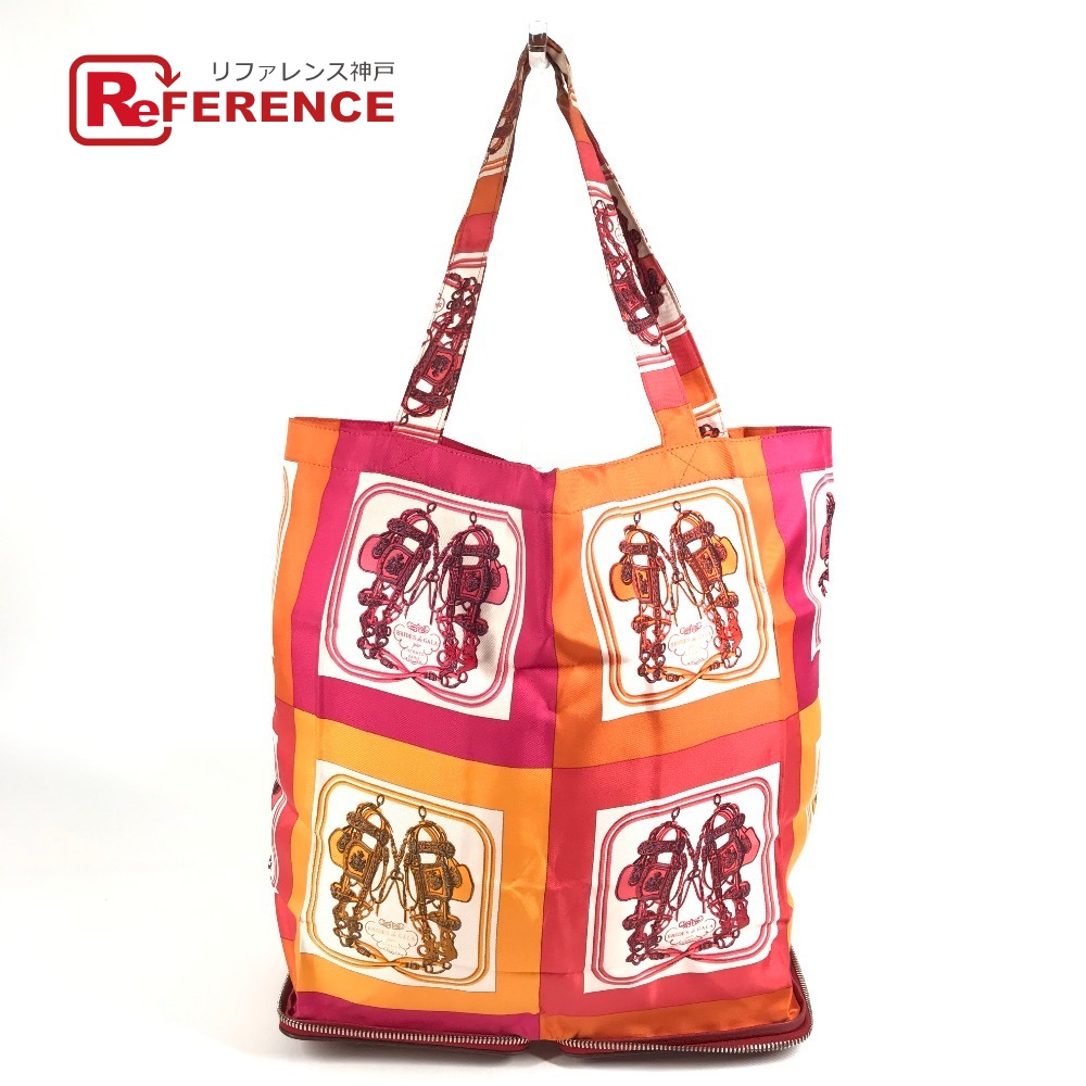 HERMES エルメス  袋 エコ御徒面子 折り畳み シルキーポップ  トートバッグ ハンドバック ショルダーバッグ 地絹 /なめし革 レディース 赤いこと 【中古】