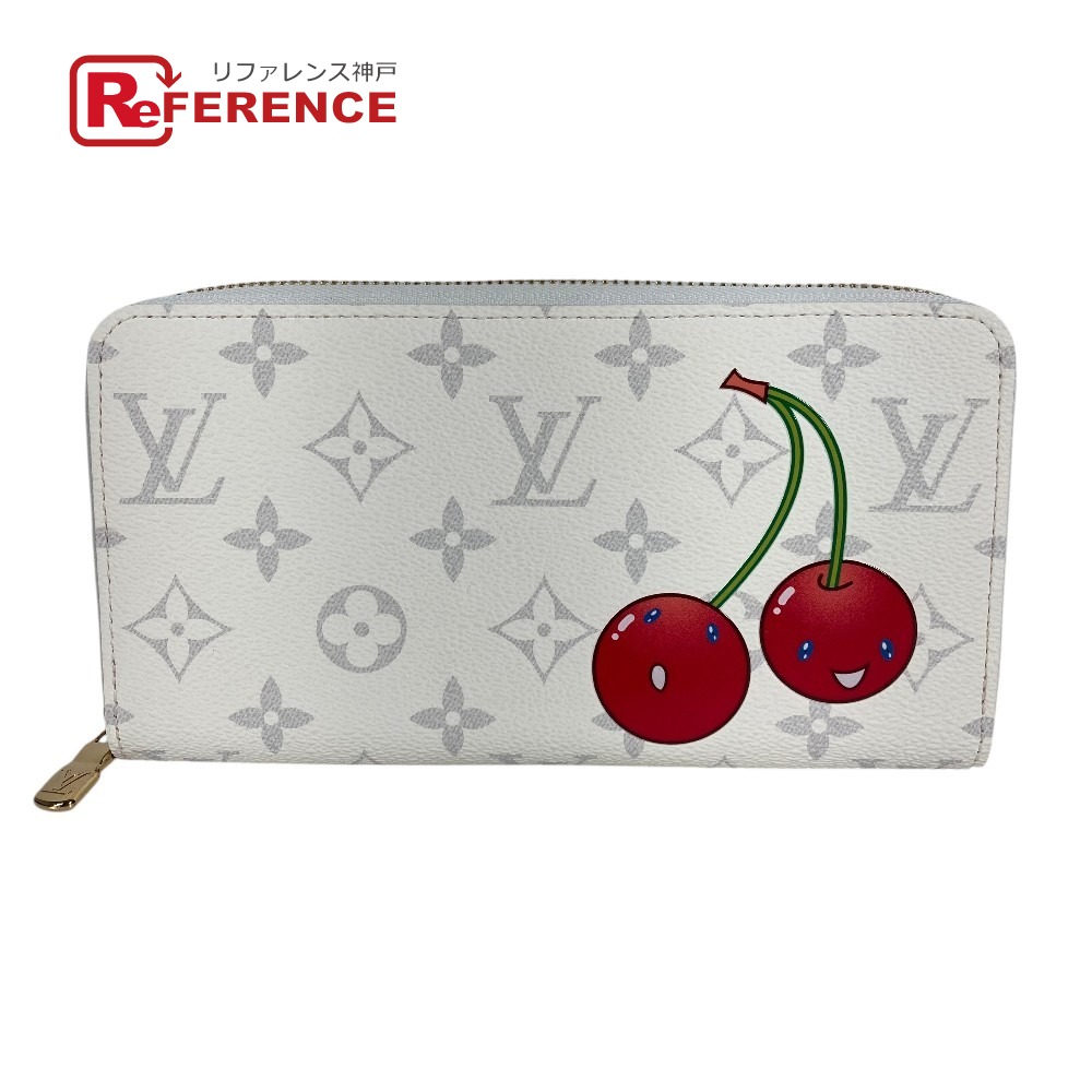LOUIS VUITTON ルイヴィトン  M14240 村上隆共同研究 モノグラム LV × TM ジッピーウォレット 金入れ ウォレット 桜んぼう 長金入れ モノグラム帆布  レディース 白いこと 未当て嵌める 【中古】