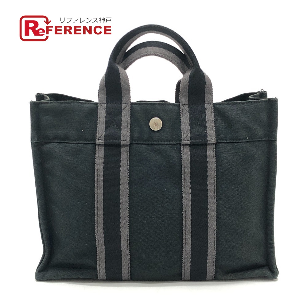 HERMES エルメス  フールトゥPM フールトゥ PM 袋 トートバッグ ミニ御徒面子 ハンドバック 帆布  レディース 黒いこと 【中古】