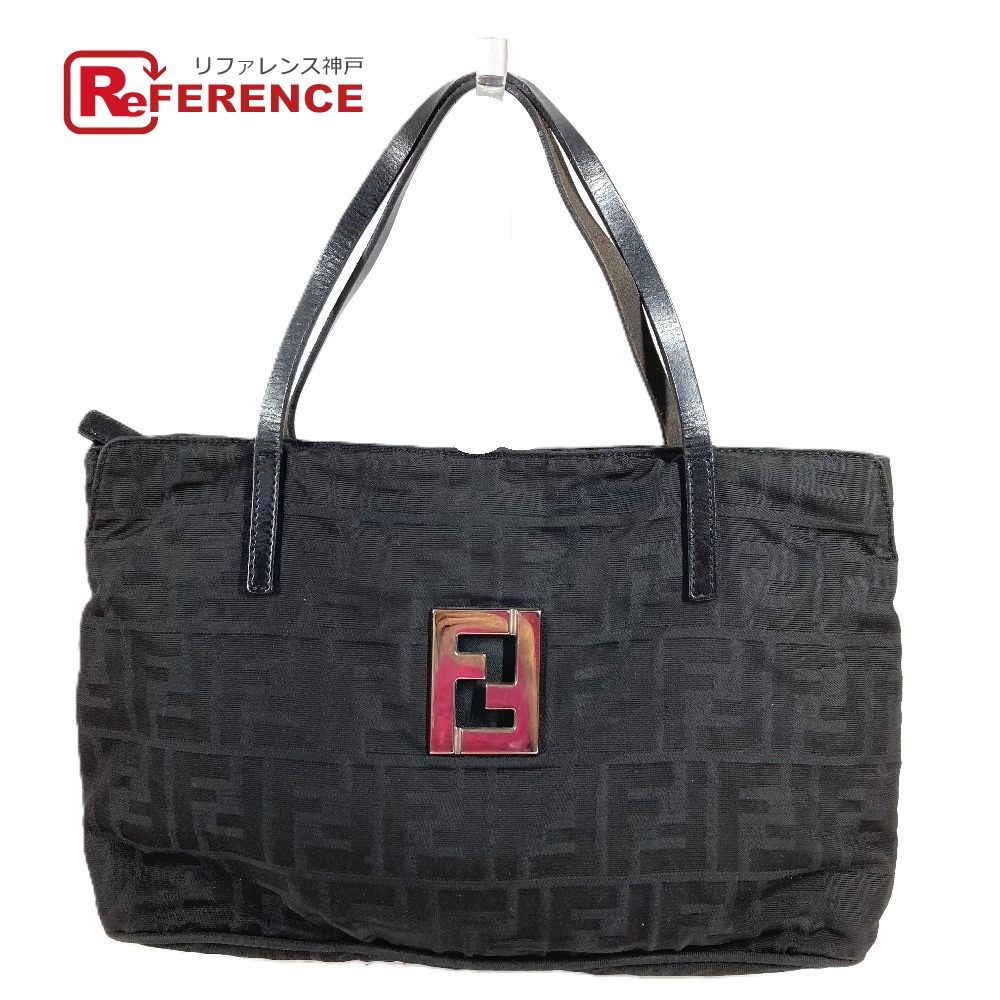 FENDI フェンディ  ヴィンテージ FF ロゴタイプ 鞄 トートバッグ ハンドバック なめし革/ナイロン  ユニ一発やる 黒いこと 【中古】