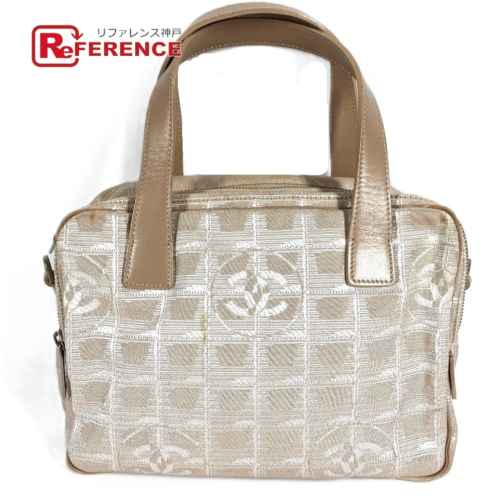 CHANEL シャネル  ニュートラベルライン ロゴタイプ 袋  トートバッグ ミニ御徒面子 ハンドバック ナイロン帆布/なめし革  ユニ一発やる ベージュ 【中古】