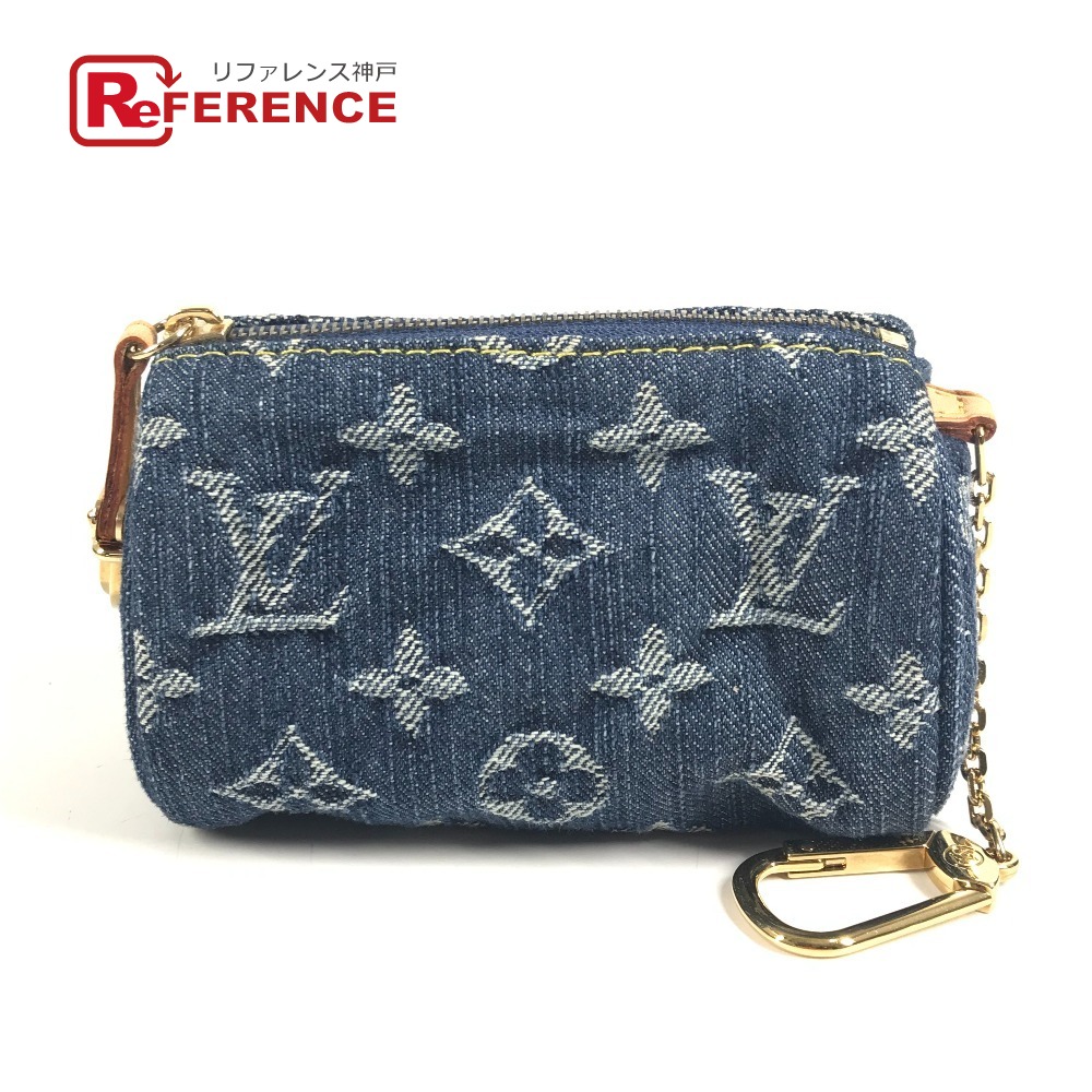LOUIS VUITTON ルイヴィトン  M95082 モノグラムジーンズ トゥルース スピーディPM 手当たり輪っか付き添い人 コインケース 金入れ 引きつける 合切袋 モノグラムジーンズ  レディース 青碧 【中古】