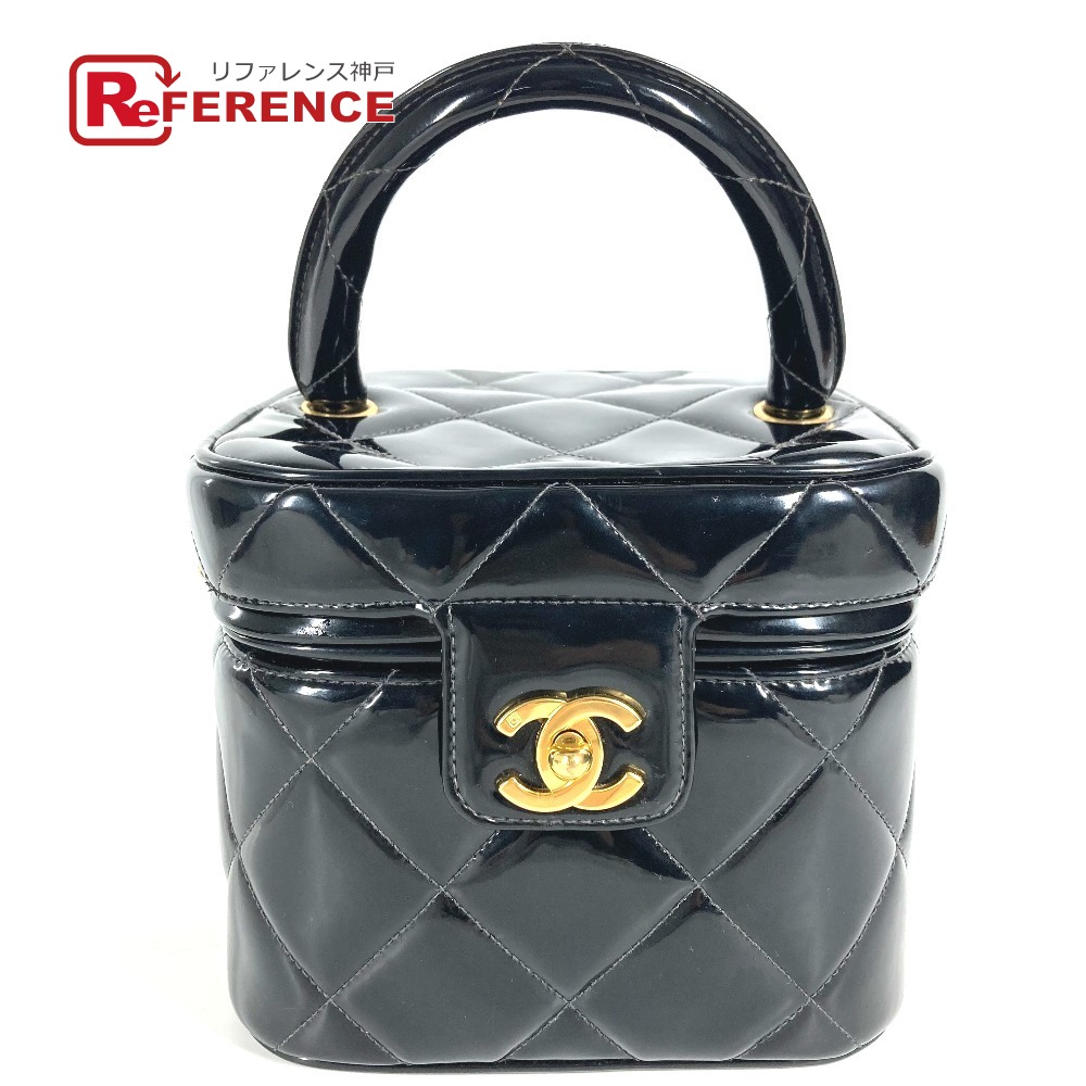 CHANEL シャネル  ヴィンテージ CC ココマーク ロゴタイプ キルティング マトラッセ ハート型型鏡鑑 袋 バニティバッグ ハンドバック 専売特許なめし革  レディース 黒いこと 【中古】