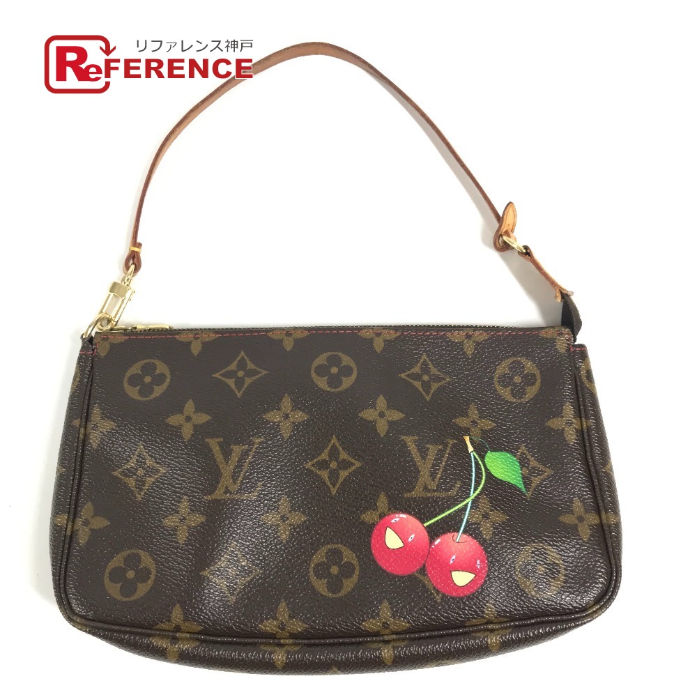 LOUIS VUITTON ルイヴィトン  M95008  モノグラム桜んぼう 村上隆 ポシェットアクセソワール 袋 ハンドバック 合切袋 さくらんぼ 付属物合切袋 モノグラムチェリーキャンバス  レディース 赤銅色 【中古】