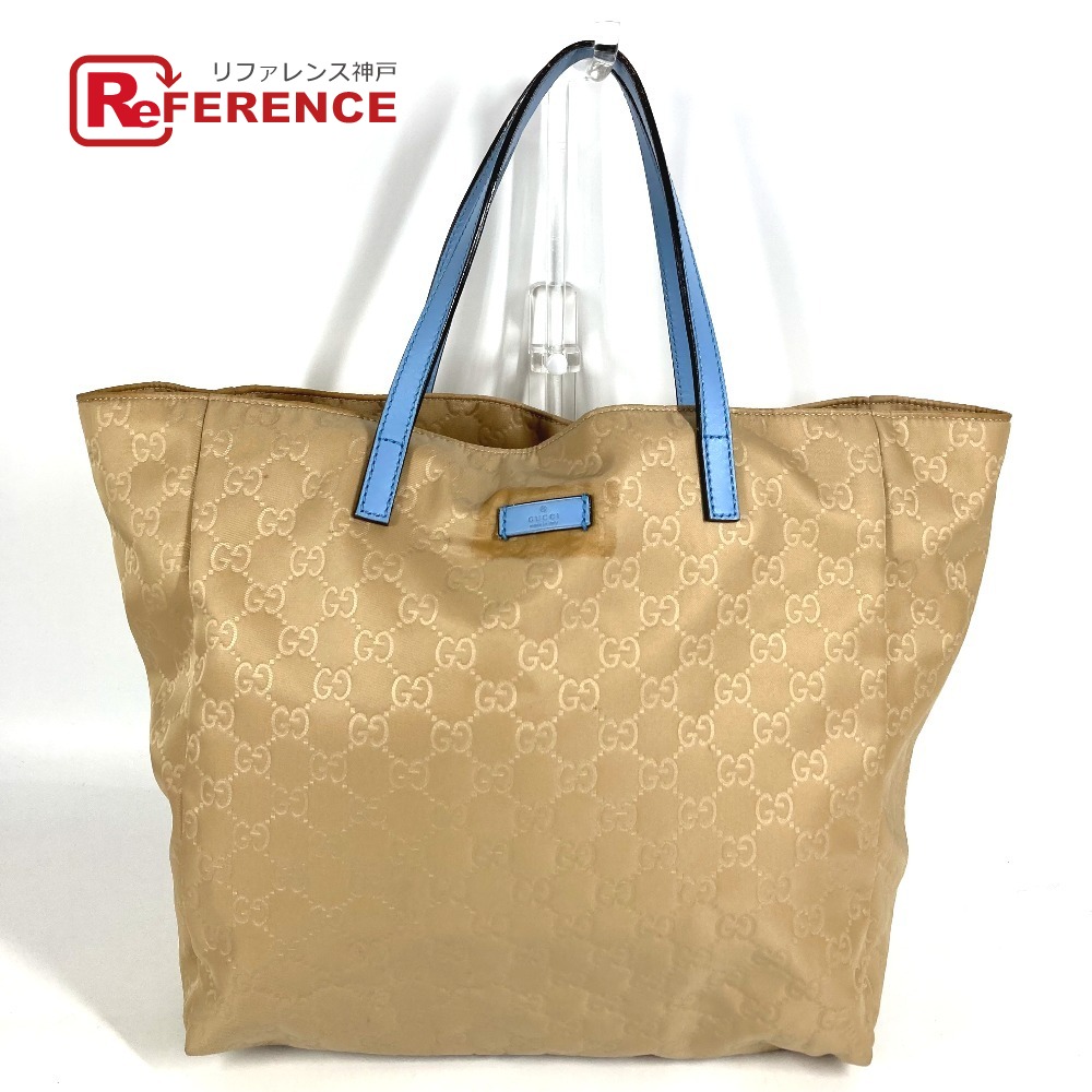 GUCCI グッチ  282439 GG ロゴタイプ 袋 トートバッグ ショルダーバッグ 肩かけ ハンドバック なめし革/ナイロン  ユニ一発やる ベージュ 【中古】