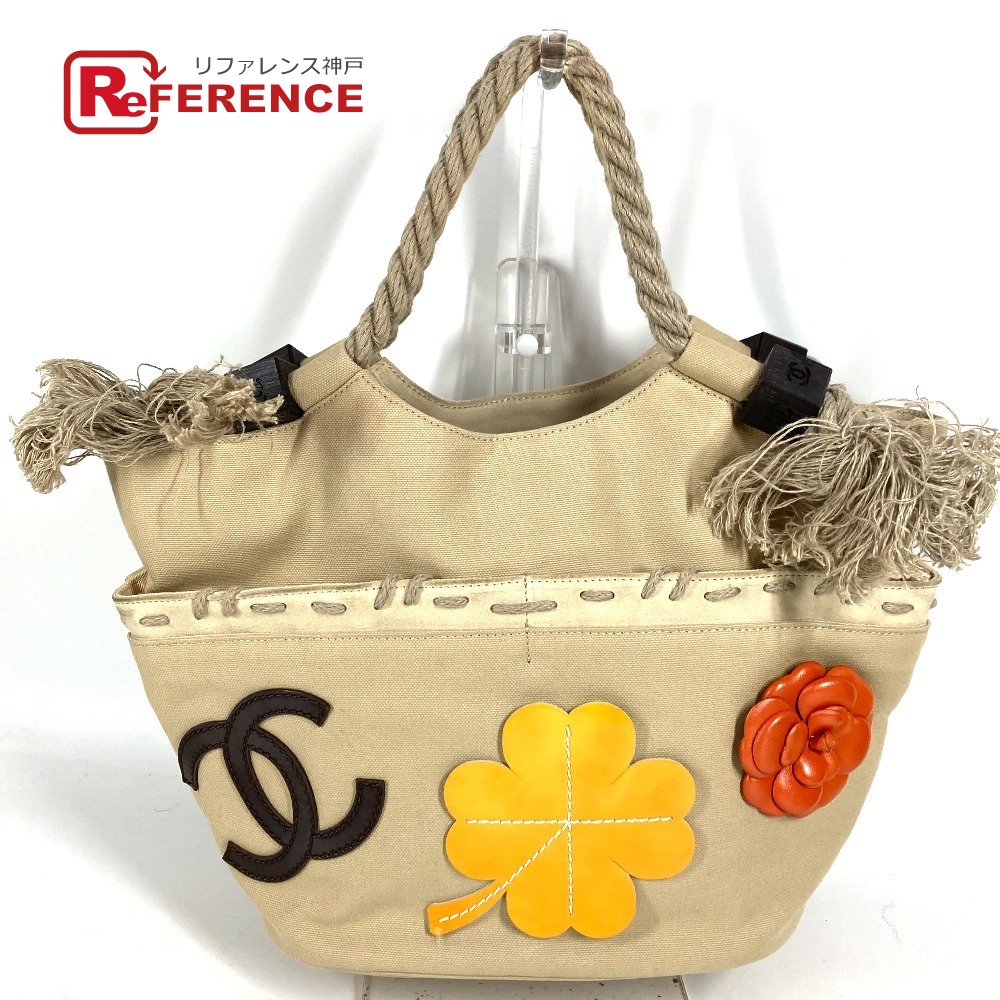 CHANEL シャネル  フィッシュネット CC ココマーク ロゴタイプ デカココ 袋 ショルダーバッグ 肩かけ 袋 ハンドバック 帆布  レディース ベージュ 【中古】